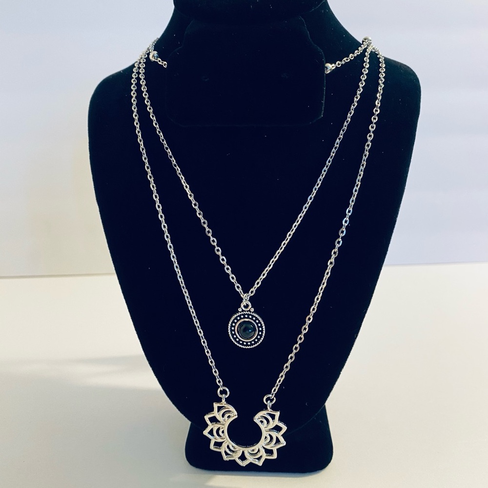Bohemian retro multi layer lotus necklace